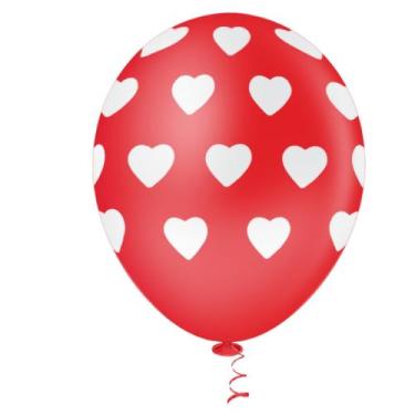 Imagem de Balao 10 Coracao Vermelho/branco C/25 Pic Pic