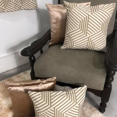 Imagem de Combo Cortina Sala Estampada 2,00x1,70m + 4 Almofadas Cheias - Angel D