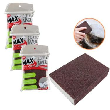 Imagem de Kit c/ 3 Esponjas Mágicas de Limpeza Pesada Max Clean Faxina Ferrugem 