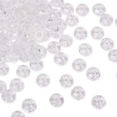 Imagem de Spritewelry 100 peças de contas de vidro transparente com orifício grande contas europeias 14 mm facetada Rondelle contas de vidro de cristal para artesanato DIY pulseira colar brinco