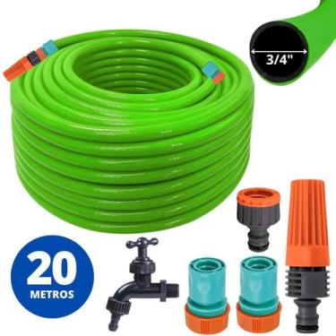Imagem de Mangueira Jardim 20M + Esguicho Jato Regulável + Engate - Ledmang