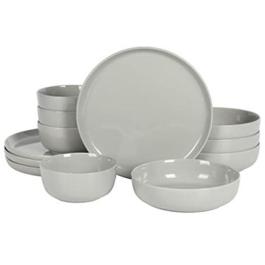 Imagem de Gibson Home Conjunto de louça de porcelana Oslo, 12 peças, cinza, serviço para 4 pessoas