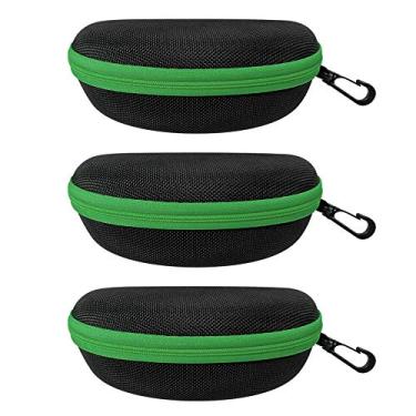 Imagem de alladaga Pacote com 3 estojos para óculos de sol e zíper com mosquetão de plástico, Verde, tamanho �nico
