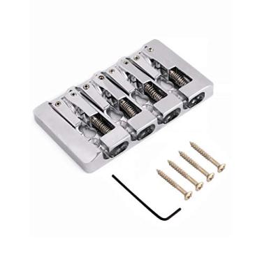 Imagem de Rubatone Ponte de baixo de 4 cordas estilo A com carga superior e corda através do corpo com selas de zinco para baixo elétrico Jazz Bass P Bass High Mass Chrome