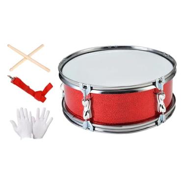 Imagem de Dynwave Caixa de 11" com luvas, instrumento de percussão leve e portátil com alça ajustável e baquetas para meninos meninas, Vermelho