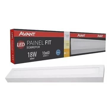 Imagem de Painel Plafon LED Fit 18W de Sobrepor retangular 60x10 cm, Bivolt, 6500K Branco Frio, Avant