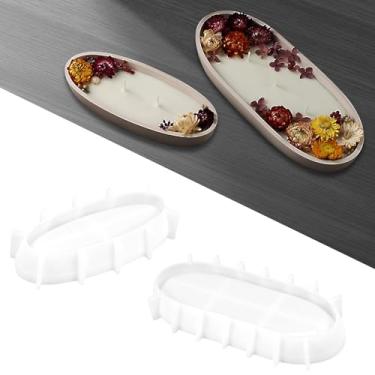 Imagem de Molde de vaso de vela, pacote com 2 bandejas de armazenamento em forma de barco, molde de resina epóxi, faça você mesmo, vaso de flores de concreto, molde de silicone para barco, molde de bandeja de