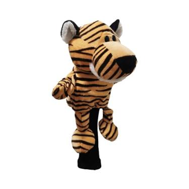 Imagem de shamjina Capa de cabeça para taco de golfe de pelúcia animal madeira capa de cabeça de substituição manga protetora engraçado para acessórios de, Tigres