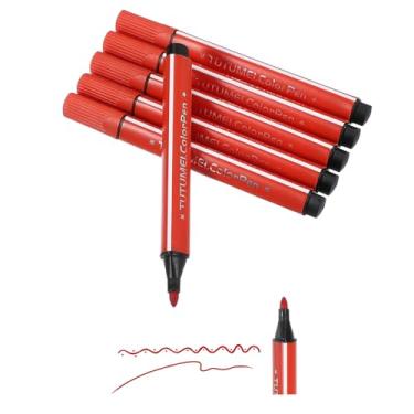 Imagem de PATIKIL Marcadores coloridos, vermelho claro, pacote com 6, laváveis para colorir, desenhos, desenhos, desenhos, linhas amplas, conjunto de canetas para colorir e esboçar livros de colorir para