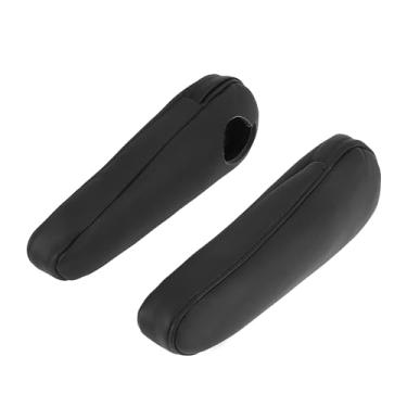 Imagem de Unifizz 1 par de capa de console central de carro de couro de microfibra para substituição do apoio de braço do assento dianteiro preta com linha preta para Toyota Sienna 2011 2012 2013 2014 2015 2016