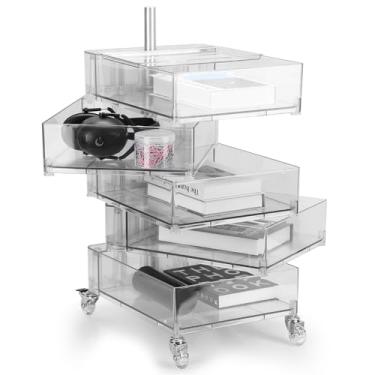 Imagem de Carrinho Organizador de Maquiagem em Acrílico, Suporte Caixa Armazenamento Acrílica