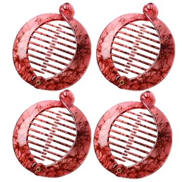 Imagem de Prettyou 9 cm, grampos de cabelo de banana redondos para cabelos grossos, pacote com 4 em casco de tartaruga, azul, verde menta, suporte de rabo de cavalo de pente lateral (cabelo rosa, grande)