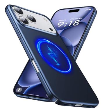 Imagem de GRECAZO Capa magnética ultrafina fosca projetada para iPhone 17 Pro 6,3 polegadas (2025) fina minimalista leve fosca rígida PC compatível com capa protetora MagSafe - azul marinho