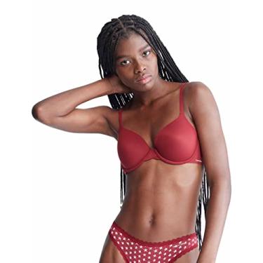 Imagem de Calvin Klein Sutiã feminino perfeitamente ajustado levemente forrado com toque de memória, Tapete vermelho, 34C