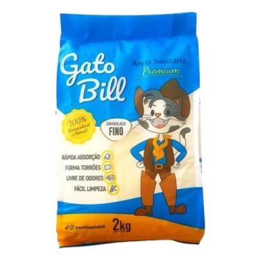 Imagem de Areia Higiênica de Milho e Mandioca Gato Bill Premium Grãos Finos 2kg