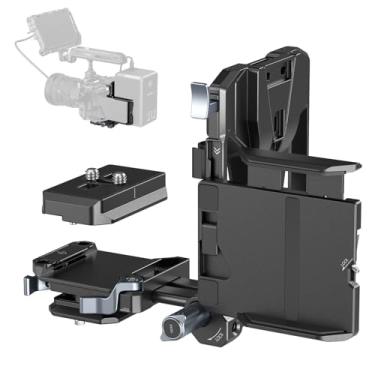 Imagem de SMALLRIG Kit de placa de bateria dobrável com suporte em V Pro, com placa QR para Arca, suporte de proteção de tela LCD e clipes de cabo, equipamento de vídeo compacto multifuncional para câmera