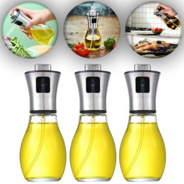 Imagem de Kit 3 Borrifador Spray de Azeite e Óleo em Vidro 200ml Tampa em Aço In