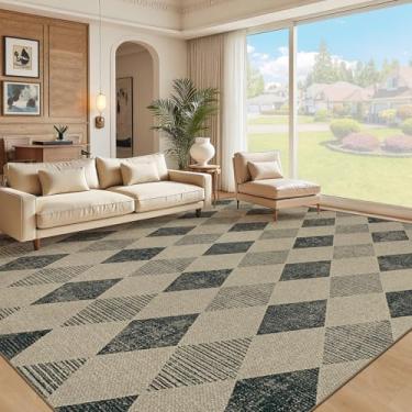 Imagem de Tapete xadrez Easy Jute 22,5 x 30,5 cm: Tapete de tecido lavável antiderrapante, antiderrapante, tapete para ambientes internos e externos, tapetes grandes para sala de estar, quarto, sala de jantar