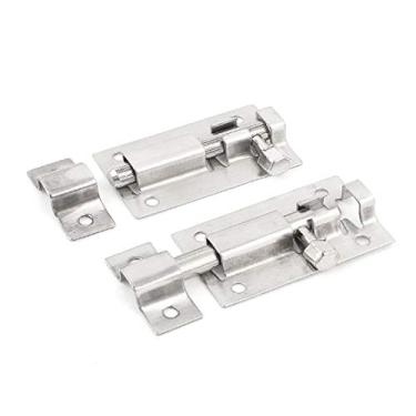 Imagem de Parafuso de fechadura da porta, trava deslizante, ferrolho de cadeado, comprimento de 2" Porta de aço inoxidável em destaque Eficácia confiável Trava deslizante Parafuso de conexão de encaixe 2 peças/