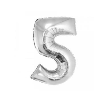 Imagem de Balão De Número Metalizado Prata Gigante - 75 Cm - PartiuFesta, 5
