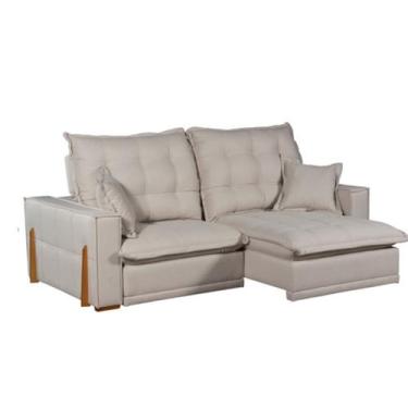 Imagem de Sofá Retratil e Reclinável com Molas Ensacadas 240cm Alan Bege - Nasal