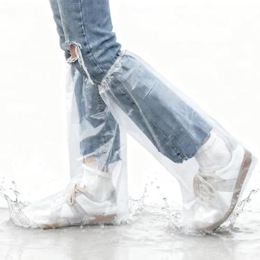 Imagem de 10 pares de capas de sapato descartáveis, capas de plástico impermeáveis para chuva, galochas transparentes para homens e mulheres, proteção interna ao ar livre (longa transparente)