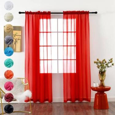 Imagem de Cortina youleyar Solid Sheer Voile 2 painéis 132x213cm branca