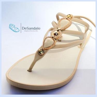 Imagem de Sandália rasteirinha Linda e Leve - Desandale, Bege clarinho, 35