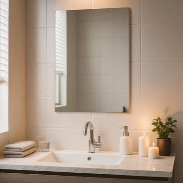 Imagem de Espelho Lopazzi Retangular para Banheiro Quarto Sala 70x50cm Vintage