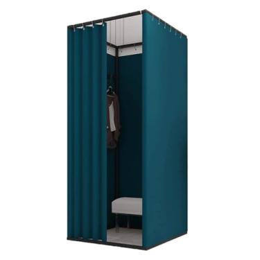 Imagem de Camarim quadrado com cortina sombreada, divisória de tela de privacidade portátil para lojas de roupas, escritórios e shoppings (branco, transparente, marrom, 85 x 85 x 200 cm)