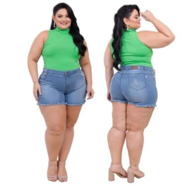Imagem de short plus size com lycra curto desfiado tamanho grande - karha Jeans,