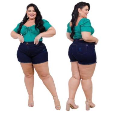 Imagem de short plus size com lycra curto desfiado tamanho grande - karha Jeans,