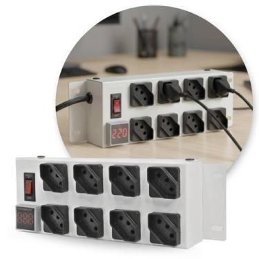 Imagem de Filtro de Linha Voltimetro Tomadas 8 Extensão Régua Bivolt - Ipec