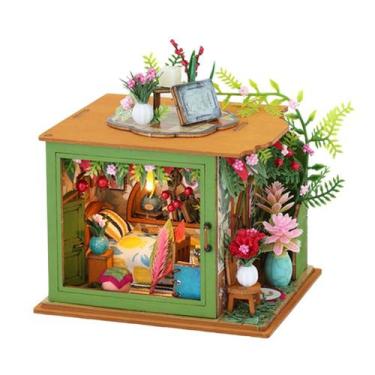 Imagem de Kit de casa de bonecas em miniatura DIY Casa de bonecas de madeira com