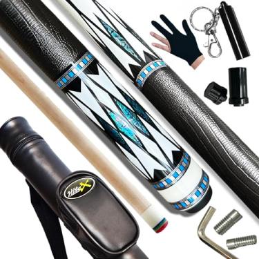 Imagem de Tai ba cues Taco de sinuca + capa rígida, sistema de peso múltiplo, ponta de couro multicamadas -12,5 mm, peso ajustável (540-595 g), 147 cm, bastão profissional de bilhar de bordo canadense de
