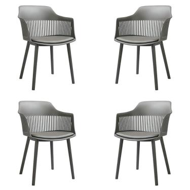 Imagem de Kit 4 Cadeiras Decorativas Prescott Sala De Jantar Pp/pu Cinza G56 - Gran Belo