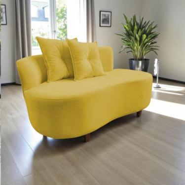 Imagem de Namoradeira Sofá Feijão Suria Orgânica Couro Amarelo - Mansão Decor