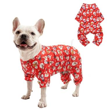Imagem de SCENEREAL Pijama de Natal para cães pequenos, médios e grandes, meninas, meninos, roupas fofas para animais de estimação, suéter de inverno para filhotes, macacão macio para cachorrinhos de Natal