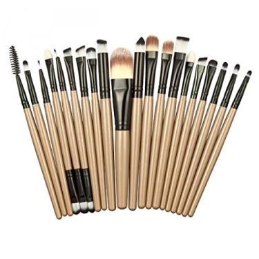 Imagem de Suporte de pincel de maquiagem leopardo + conjunto de 20 pincéis de maquiagem - Kit básico de pincéis com cabelo de nylon macio para maquiagem diária | Estojo adequado para viagens | para casa,