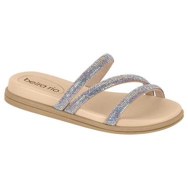 Imagem de Chinelo Beira Rio Slide Tiras De Brilho Prata 8488.108