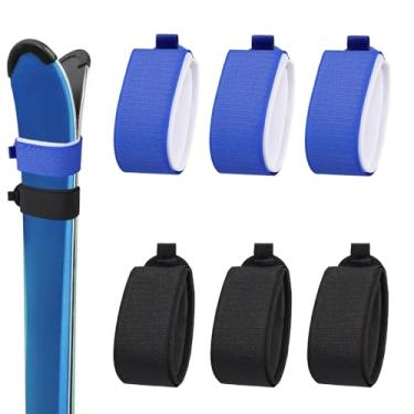 Imagem de 6 peças de tiras de fixação, fitas de fixação de 48 x 5 cm com almofadas protetoras ajustáveis para esqui, laços de armazenamento de equipamentos para tábuas, bastões, acessórios de esportes de