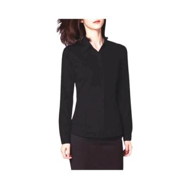 Imagem de Blusa Feminina Branca de Manga Comprida - Casual, para Escritório - Mo