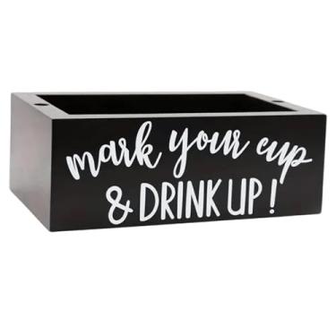 Imagem de Ｂｅｓｇａ Organizador de Xícaras, Caixa de Armazenamento de Mesa, Fileira Dupla, Dispensador de Xícaras de Café Multifuncional, Suporte para Bar, Sala de Armaze, Preto, Tamanho real