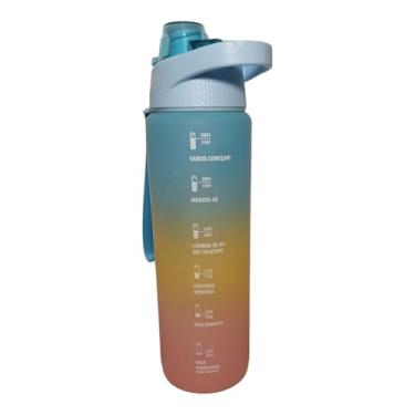 Imagem de Garrafa de água, Esqueeze,Degradê 1 Litro, Abertura Flip-Top, Anti - Vazamento, Marcador de Tempo. (AZUL)