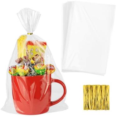 Imagem de 50 peças de sacos de plástico termorretráteis, 15 x 30 cm, sacos plásticos transparentes de PVC para embalagem, sabonete, bomba de banho, maquiagem, sapatos, velas, frascos, copos caseiros