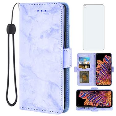 Imagem de Asuwish Capa de telefone para Samsung Galaxy Xcover Pro com protetor de tela de vidro temperado e capa carteira de mármore flip porta-cartão suporte suporte acessórios de celular de couro X SM-G715U