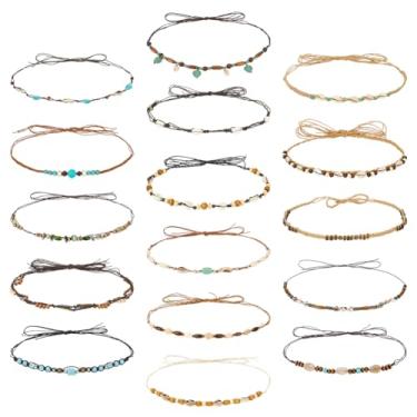 Imagem de MAYJOYDIY 16 faixas de chapéu de caubói étnico ocidental cintos de chapéu de vaqueira rural turquesa com contas estilo country cinto de couro ajustável para mulheres e homens