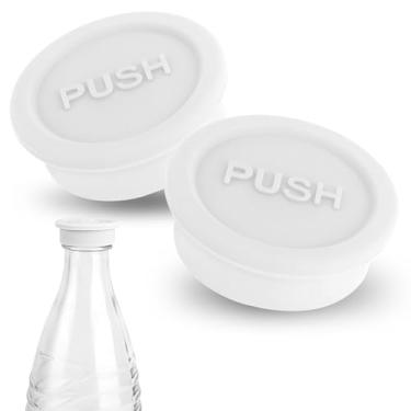 Imagem de 2 peças de tampa de garrafa para garrafa de vidro Sodastream, tampa de silicone para refrigerante, tampa de vedação de bebidas, peças de reposição (branca)