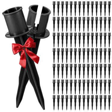 Imagem de Fiwochic 100 peças de estacas de luz de plástico de 15 cm para cordão de luzes C7 C9 ao ar livre universal jardim gramado para férias ao ar livre jardim pátio caminho decoração de passarela (preto)
