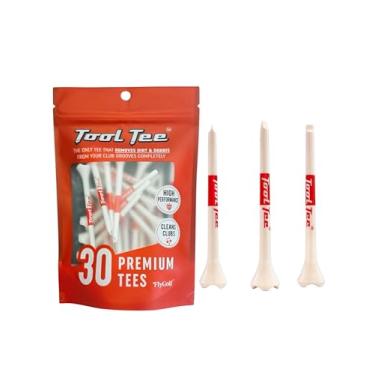 Imagem de Camiseta de golfe premium Tool Tee (pacote com 30) – Acessórios de plástico estilo tour – Ponta de limpeza de sulcos integrada – Durável, com redução de atrito para clubes